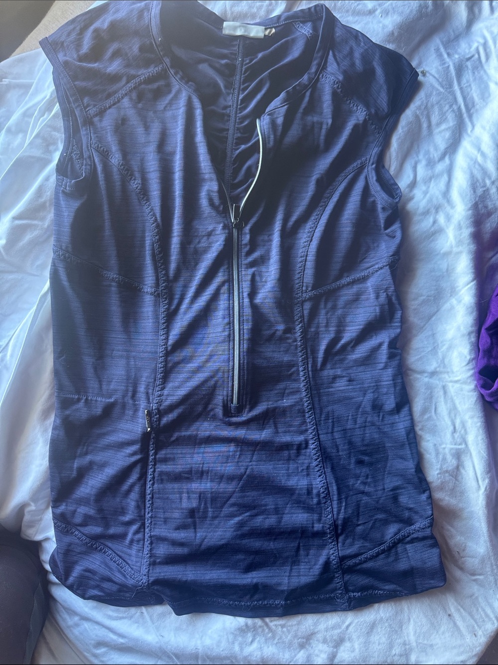 Athleta Navy Blue Sleeveless Swim Coverup with Front Zip